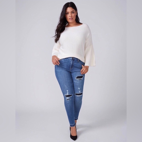 LB Jean Skinny Power Pocket Super Stretch Deconstructed & Released Hem - Picture 2 of 7